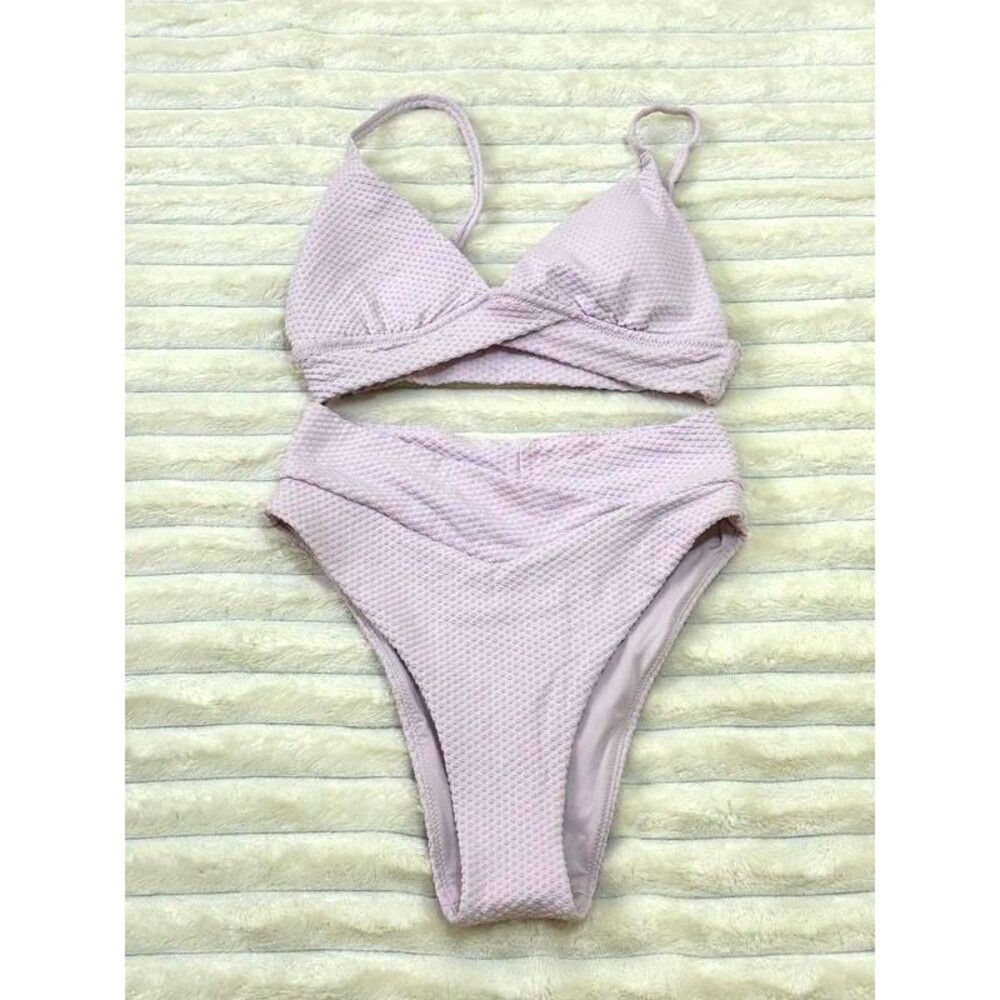 aerie crossover textured jacquard two piece bikini sz S NWT